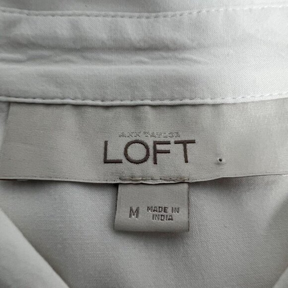 Ann Taylor Loft Womens Ivory Long Sleeve Chest Pockets Button-Up Shirt Sz Medium - Picture 9 of 10